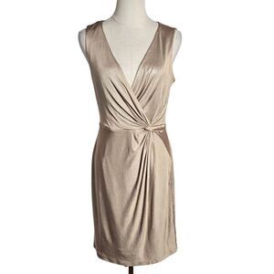 Boston Proper Classic Gold Stretch Mini Dress